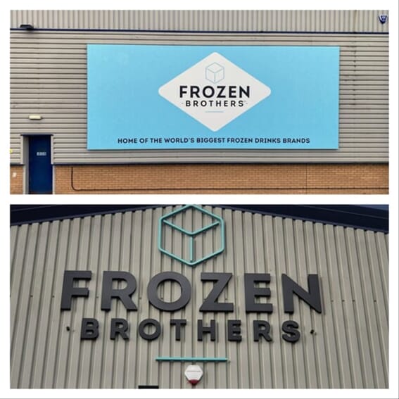 A collage of a Large Building Sign & Large FlexFace sign.